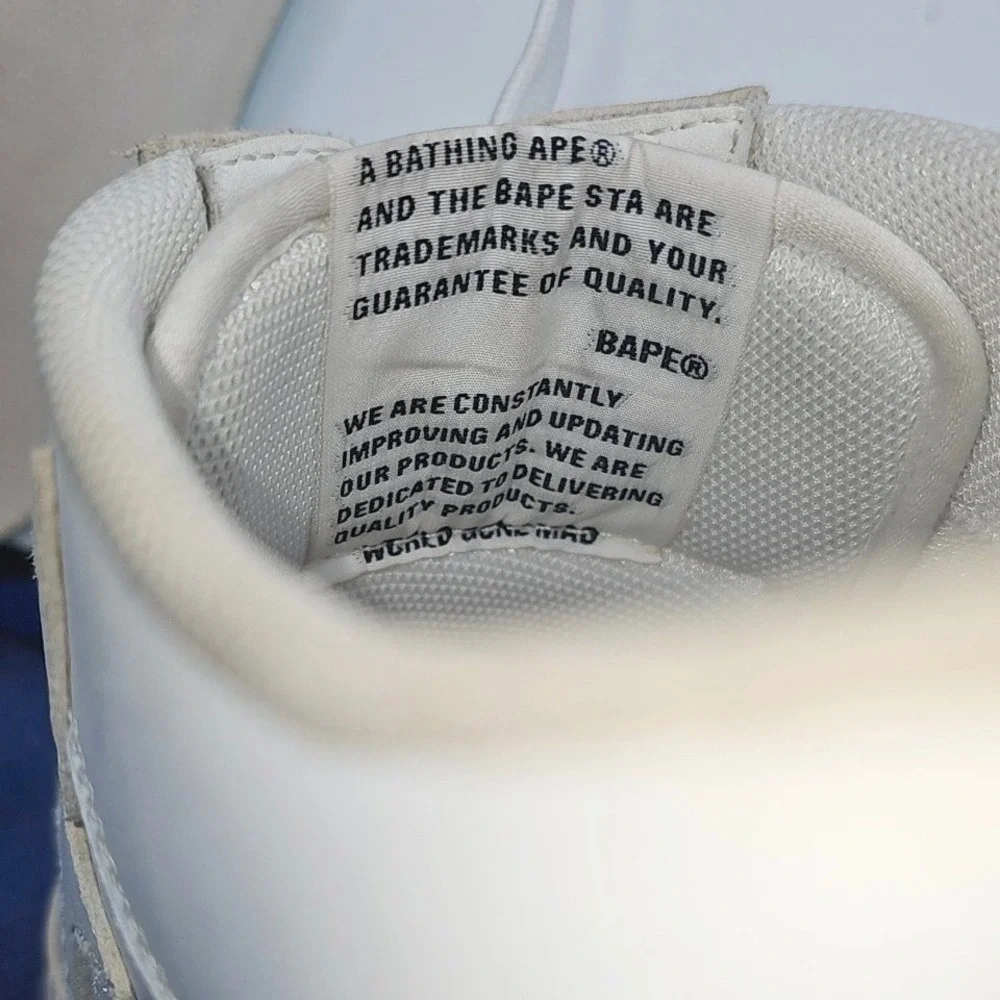 BAPE STA Mule Sneakers Size 12 White Leather Bapesta Slip On Authentic